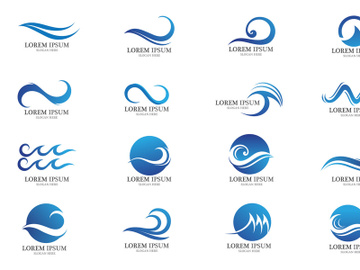 Water Wave symbol and icon Logo Template vector preview picture