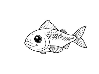 Cute smiling fish cartoon vector illustration flat design