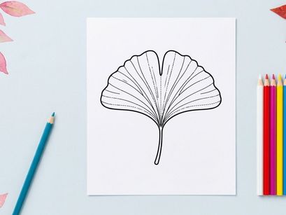 Ilustrasi daun ginkgo yang elegan. Gambar botani artistik untuk proyek desain