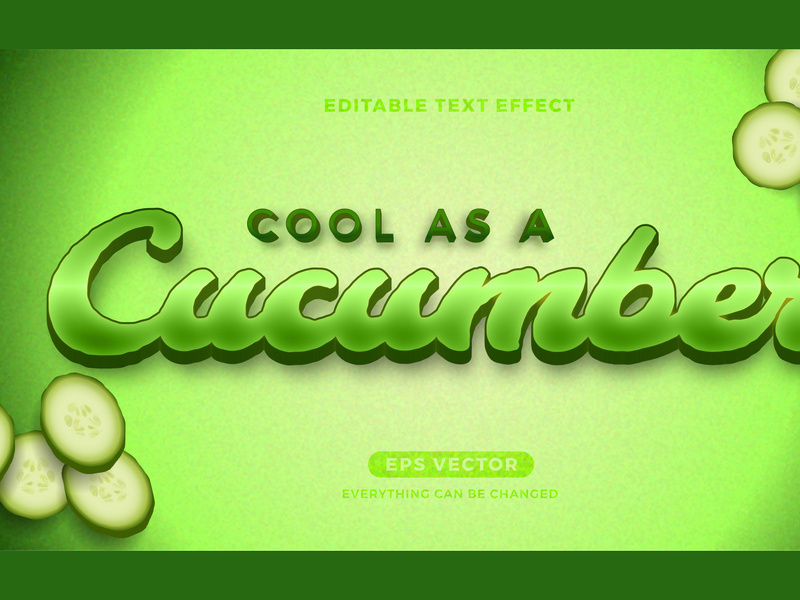 Cucumber editable text effect style vector