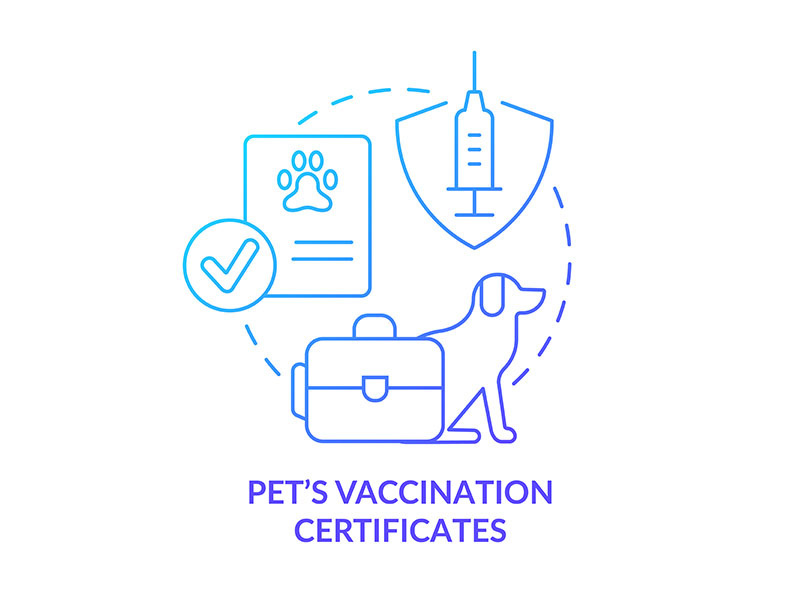 Pets vaccination certificate blue gradient concept icon