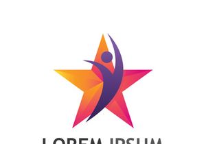 Logo design of people with stars to achieve success.