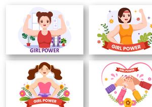 11 Girl Power Vector Illustration