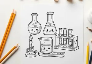 Cute lab equipment vector illustration flat design science