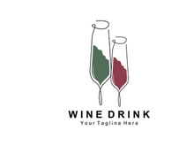 Beverage Wine Logo Design, Glass Illustration, Alcohol Drink Bottle, Company Product Vector