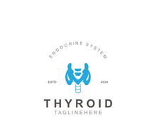 Thyroid Gland human Endocrine System structure logo thyroid care simple template design