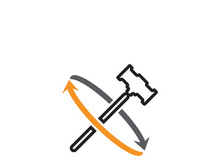 Judge hammer logo and symbol vector