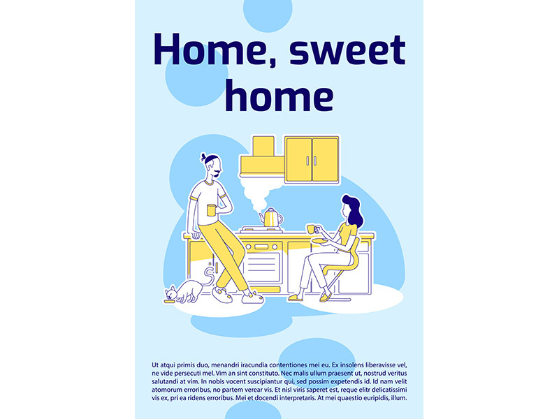 Home, sweet home poster flat silhouette vector template