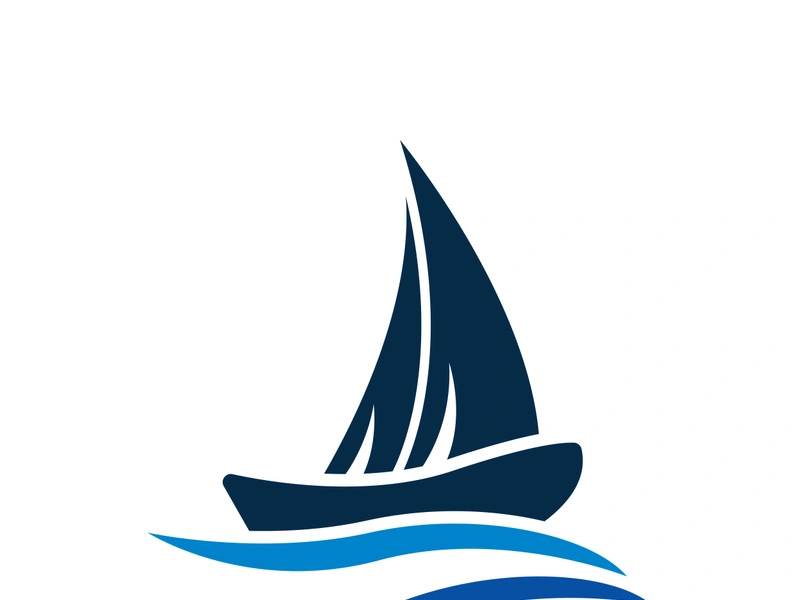 Sailboat boat on sea ocean wave with logo design simple ship
