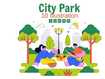 10 City Park Vector Illustration preview picture