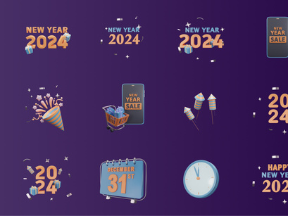 New year 2024 3D Illustration