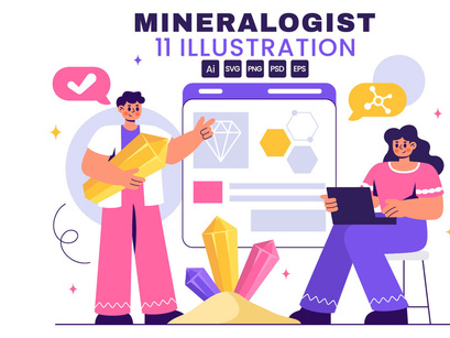 11 Mineralogist Vector Illustration