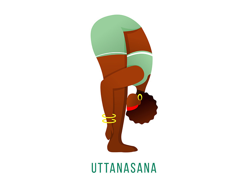 Uttanasana flat vector illustration