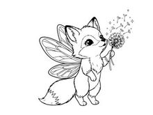 Cute fox fairy with dandelion seeds vector illustration
