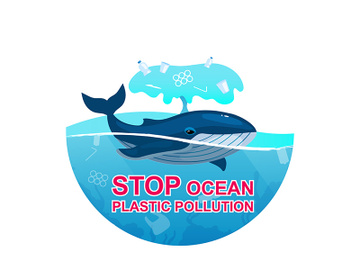 Stop plastic pollution in ocean flat concept icon preview picture