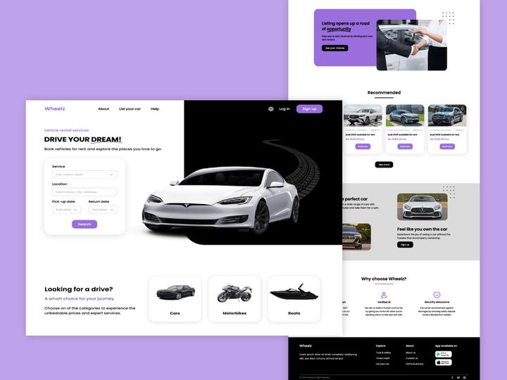 Car Rental Landing Page UI Template design
