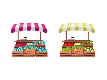 Organic food counter flat color vector objects set preview picture