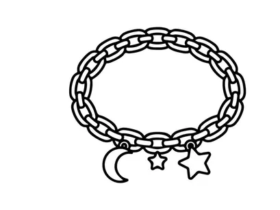 Bracelet with moon and star charms. Minimalist jewelry icon with celestial design elements.