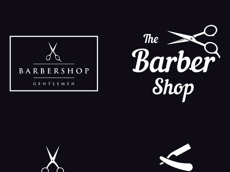 Barbershop logo in vintage style with the concept of scissors, razor and other tools.Logo for business, salon, label and barbershop.