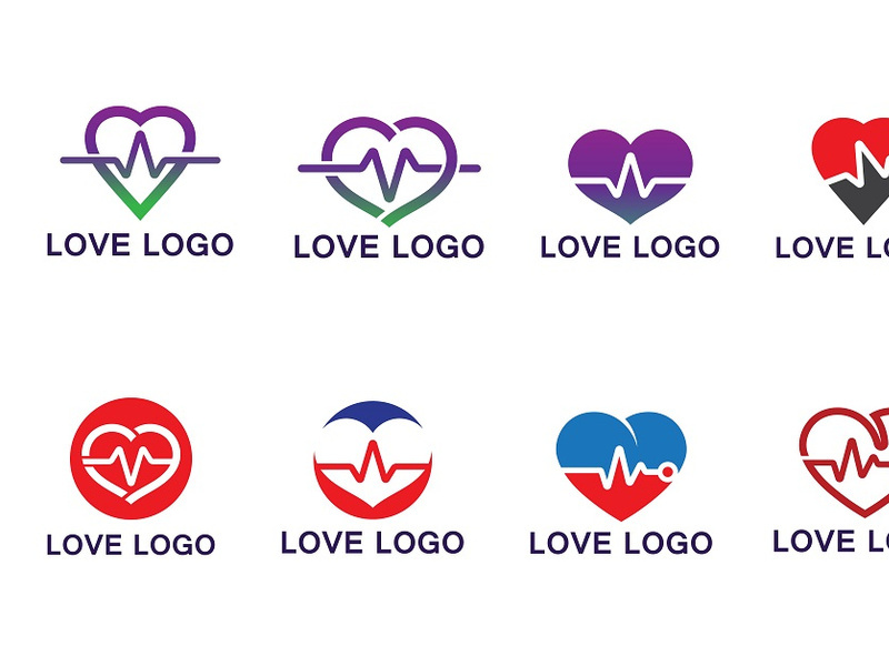 Love Heart beat logo Vector