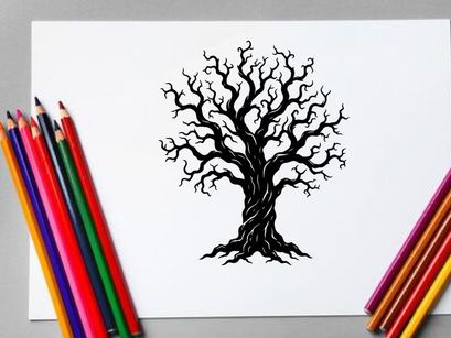 Black Leafless Tree Illustration for Artistic or Conceptual Use