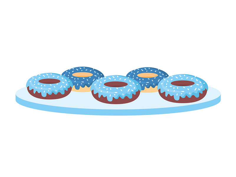 Donuts with decorations semi flat color vector object