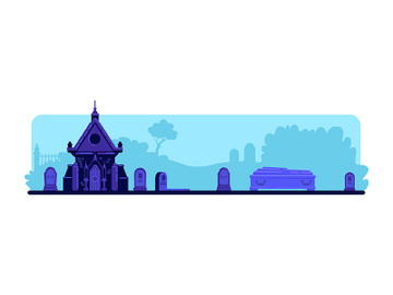Cemetery flat color vector illustration preview picture