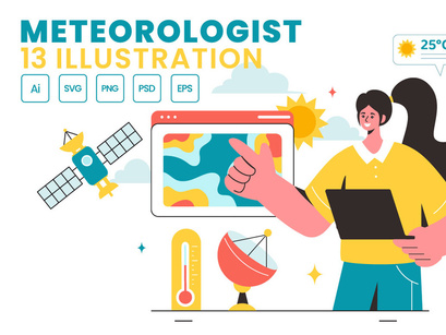 13 Meteorologist Vector Illustration