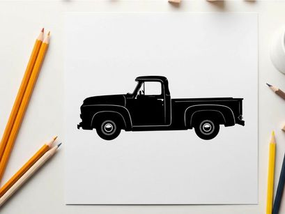 Vintage pickup truck silhouette
