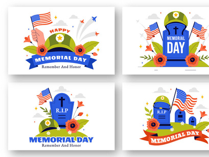 9 Patriotic Memorial Day Illustration