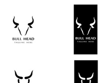 Retro vintage bull head horns logo.