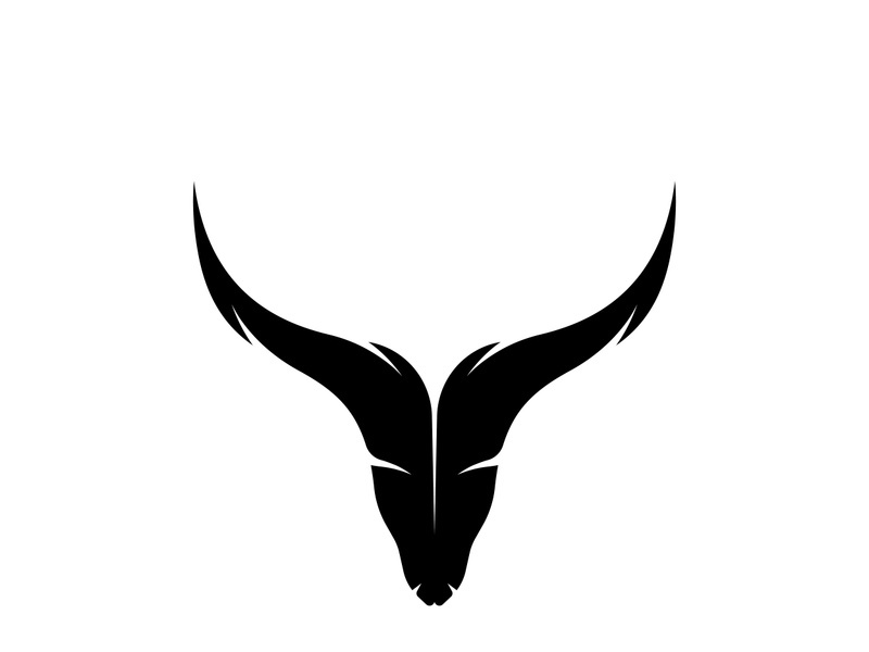 Retro vintage bull head horns logo.