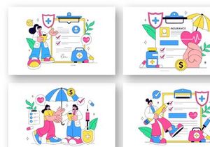 10 Health Insurance Vector Illustration