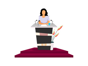 Successful female politician flat color vector faceless character preview picture