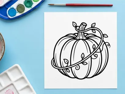 Decorative pumpkin with vines for autumn decor. Elegant fall centerpiece for seasonal celebrations.