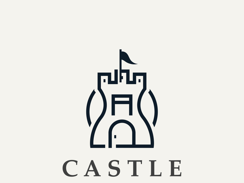 Castle kingdom logo graphic template design, Ancient castle vintage vector