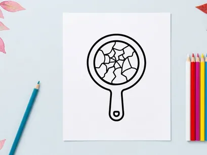 Hand-drawn Halloween sieve icon for spooky season designs. Vector-style kitchen strainer with cobweb pattern for festive graphics.
