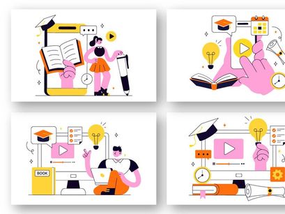 10 Online Course Vector Illustration