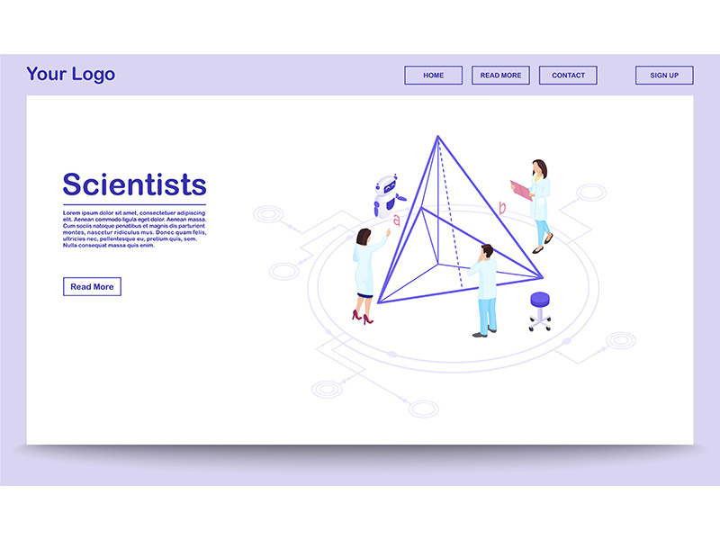Computer assisted science isometric webpage template