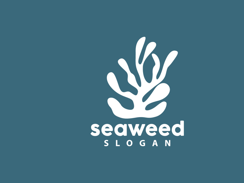 Coral reef logo vector silhouette sea fish habitat simple beautiful sea plants