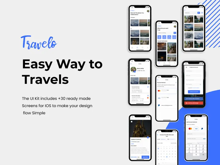 Travelo Travel app UI Kit