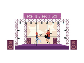 Family music festival flat concept vector illustration preview picture