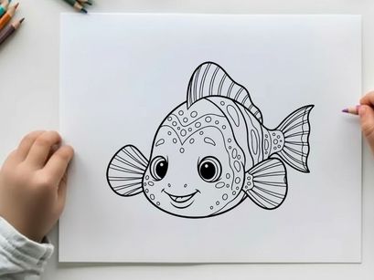 Cute smiling fish cartoon vector illustration flat design