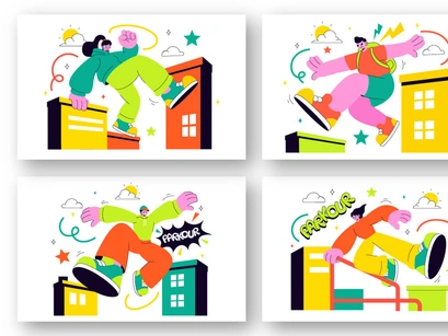 10 Parkour Sports Illustration