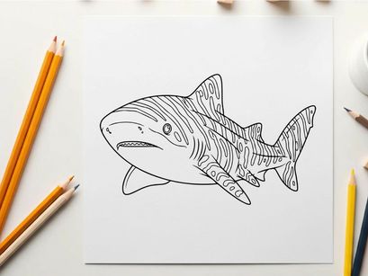 Shark swimming underwater vector illustration flat design