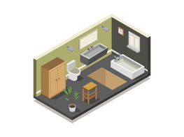 Illustrated isometric bathroom preview picture