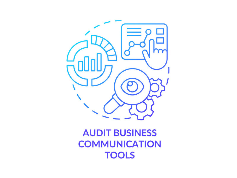 Audit business communication tools blue gradient concept icon