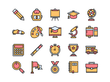 School Set Icon Pack. Vector Design. preview picture
