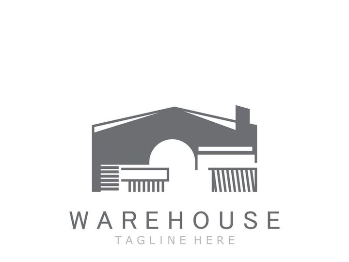 Warehouse modern storage logo business industry illustration