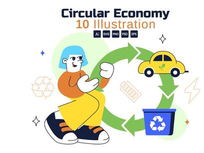 10 Circular Economy Vector Illustration